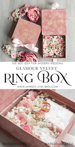 RING BEARER BOXES & PILLOWS Velvet ring box for wedding ceremony Elegant Velvet blush pink Wedding rings Box, Glamour gold Wedding rings Box, Elegant Acrylic  Wedding Box velvet blusch Pink Wedding rings Box12