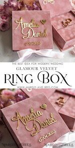 RINGTRÄGERBOXEN & KISSEN Samtkästchen für den Trauungszeremonie Personalisierte Hochzeitsbox für ihn und sie, handgemachtes Hochzeitsringkissen • Luxuriöses Ringträgerkissen • Individuelles Glamour-Ringträgerkissen12