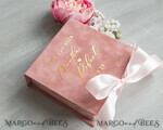 RING BEARER BOXES & PILLOWS Velvet ring box for wedding ceremony Luxury Velvet acrylic Wedding rings Box, Glamour blush pink and gold Wedding rings Box,Elegant Wedding Box velvet blusch Pink, Handmade Wedding rings Box14