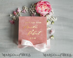 RING BEARER BOXES & PILLOWS Velvet ring box for wedding ceremony Luxury Velvet acrylic Wedding rings Box, Glamour blush pink and gold Wedding rings Box,Elegant Wedding Box velvet blusch Pink, Handmade Wedding rings Box14