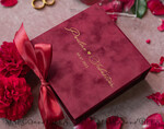 RINGTRÄGERBOXEN & KISSEN Samtkästchen für den Trauungszeremonie Luxus Samt Acryl Trauring Box, Glamour Maroon und gold Trauring Box, Elegante Trauring Box Samt Burgunder Pink, Handgemachte Trauring Box13