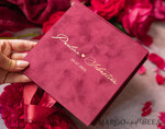 RINGTRÄGERBOXEN & KISSEN Samtkästchen für den Trauungszeremonie Luxus Samt Acryl Trauring Box, Glamour Maroon und gold Trauring Box, Elegante Trauring Box Samt Burgunder Pink, Handgemachte Trauring Box13