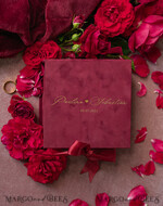 RINGTRÄGERBOXEN & KISSEN Samtkästchen für den Trauungszeremonie Luxus Samt Acryl Trauring Box, Glamour Maroon und gold Trauring Box, Elegante Trauring Box Samt Burgunder Pink, Handgemachte Trauring Box13