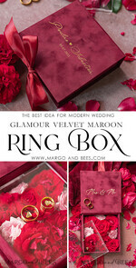 RINGTRÄGERBOXEN & KISSEN Samtkästchen für den Trauungszeremonie Luxus Samt Acryl Trauring Box, Glamour Maroon und gold Trauring Box, Elegante Trauring Box Samt Burgunder Pink, Handgemachte Trauring Box13