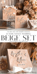 RING BEARER BOXES & PILLOWS Velvet ring box for wedding ceremony Beige White velvet Wedding Ring Box for ceremony, Nude Ring Box for Wedding Ceremony 3 rings velvet, Boho Glam Wedding Ring Boxes his hers, Luxury Velvet Ring box double Custom Colors18
