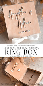 RING BEARER BOXES & PILLOWS Velvet ring box for wedding ceremony Beige White velvet Wedding Ring Box for ceremony, Nude Ring Box for Wedding Ceremony 3 rings velvet, Boho Glam Wedding Ring Boxes his hers, Luxury Velvet Ring box double Custom Colors18
