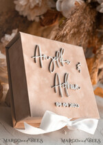 RING BEARER BOXES & PILLOWS Velvet ring box for wedding ceremony Beige White velvet Wedding Ring Box for ceremony, Nude Ring Box for Wedding Ceremony 3 rings velvet, Boho Glam Wedding Ring Boxes his hers, Luxury Velvet Ring box double Custom Colors18