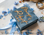 RINGTRÄGERBOXEN & KISSEN Samtkästchen für den Trauungszeremonie Staubblauer goldener Samt-Hochzeitsringbox für die Zeremonie, Ringbox für die Hochzeitszeremonie 3 Ringe Samt, Boho Glam Hochzeitsringboxen für ihn und sie, luxuriöse Samt-Ringbox doppelt, benutzerdefinierte Farben.14