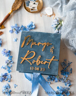 RINGTRÄGERBOXEN & KISSEN Samtkästchen für den Trauungszeremonie Staubblauer goldener Samt-Hochzeitsringbox für die Zeremonie, Ringbox für die Hochzeitszeremonie 3 Ringe Samt, Boho Glam Hochzeitsringboxen für ihn und sie, luxuriöse Samt-Ringbox doppelt, benutzerdefinierte Farben.14