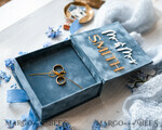 RINGTRÄGERBOXEN & KISSEN Samtkästchen für den Trauungszeremonie Staubblauer goldener Samt-Hochzeitsringbox für die Zeremonie, Ringbox für die Hochzeitszeremonie 3 Ringe Samt, Boho Glam Hochzeitsringboxen für ihn und sie, luxuriöse Samt-Ringbox doppelt, benutzerdefinierte Farben.14