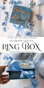 RINGTRÄGERBOXEN & KISSEN Samtkästchen für den Trauungszeremonie Staubblauer goldener Samt-Hochzeitsringbox für die Zeremonie, Ringbox für die Hochzeitszeremonie 3 Ringe Samt, Boho Glam Hochzeitsringboxen für ihn und sie, luxuriöse Samt-Ringbox doppelt, benutzerdefinierte Farben.14