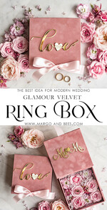 RING BEARER BOXES & PILLOWS Velvet ring box for wedding ceremony Ring Box for Wedding Ceremony 3 rings, Blush Pink Golden velvet Wedding Ring Box for ceremony ceremony velvet, Glamour Wedding Ring Boxes his hers, Luxury Velvet Ring box double Custom Colors11