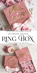 RING BEARER BOXES & PILLOWS Velvet ring box for wedding ceremony Ring Box for Wedding Ceremony 3 rings, Blush Pink Golden velvet Wedding Ring Box for ceremony ceremony velvet, Glamour Wedding Ring Boxes his hers, Luxury Velvet Ring box double Custom Colors12