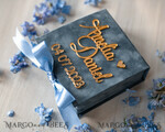 RINGTRÄGERBOXEN & KISSEN Samtkästchen für den Trauungszeremonie Staubblauer goldener Samt Hochzeit Ring Box für Zeremonie, Ring Box für Hochzeitszeremonie 3 Ringe Samt, Boho Glam Hochzeit Ring Boxen für ihn und sie, Luxus Samt Ring Box doppelt benutzerdefinierte Farben.11
