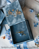 RINGTRÄGERBOXEN & KISSEN Samtkästchen für den Trauungszeremonie Staubblauer goldener Samt Hochzeit Ring Box für Zeremonie, Ring Box für Hochzeitszeremonie 3 Ringe Samt, Boho Glam Hochzeit Ring Boxen für ihn und sie, Luxus Samt Ring Box doppelt benutzerdefinierte Farben.11