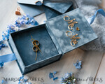 RINGTRÄGERBOXEN & KISSEN Samtkästchen für den Trauungszeremonie Staubblauer goldener Samt Hochzeit Ring Box für Zeremonie, Ring Box für Hochzeitszeremonie 3 Ringe Samt, Boho Glam Hochzeit Ring Boxen für ihn und sie, Luxus Samt Ring Box doppelt benutzerdefinierte Farben.11