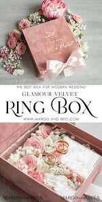 RINGTRÄGERBOXEN & KISSEN Samtkästchen für den Trauungszeremonie Luxuriöse Samt-Eheringe-Box, elegante Hochzeitsbox aus samtigem blush Pink, zarte und handgefertigte Eheringe-Box.18
