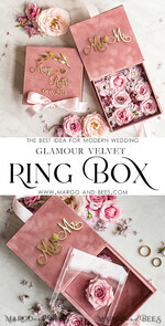 RING BEARER BOXES & PILLOWS Velvet ring box for wedding ceremony Blush Pink Golden velvet Wedding Ring Box for ceremony, Ring Box for Wedding Ceremony 3 rings velvet, Boho Glam Wedding Ring Boxes his hers, Luxury Velvet Ring box double Custom Colors9
