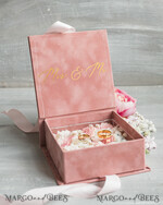 RING BEARER BOXES & PILLOWS Velvet ring box for wedding ceremony Luxury Velvet Wedding rings Box, Glamour blush pink and gold Wedding rings Box,Elegant Wedding Box velvet blusch Pink,  Handmade Wedding rings Box14