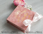 RING BEARER BOXES & PILLOWS Velvet ring box for wedding ceremony Luxury Velvet Wedding rings Box, Glamour blush pink and gold Wedding rings Box,Elegant Wedding Box velvet blusch Pink,  Handmade Wedding rings Box14