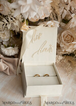 RINGTRÄGERBOXEN & KISSEN Samtkästchen für den Trauungszeremonie Elfenbein Hochzeitsringboxen sein ihre, Luxuriöse Samt goldene Ringbox doppelt, Garten Hochzeitsringbox, ecru Hochzeitsbox für Trauringe22