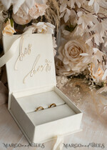 RINGTRÄGERBOXEN & KISSEN Samtkästchen für den Trauungszeremonie Elfenbein Hochzeitsringboxen sein ihre, Luxuriöse Samt goldene Ringbox doppelt, Garten Hochzeitsringbox, ecru Hochzeitsbox für Trauringe22