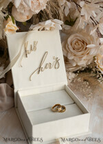 RINGTRÄGERBOXEN & KISSEN Samtkästchen für den Trauungszeremonie Elfenbein Hochzeitsringboxen sein ihre, Luxuriöse Samt goldene Ringbox doppelt, Garten Hochzeitsringbox, ecru Hochzeitsbox für Trauringe22