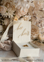 RINGTRÄGERBOXEN & KISSEN Samtkästchen für den Trauungszeremonie Elfenbein Hochzeitsringboxen sein ihre, Luxuriöse Samt goldene Ringbox doppelt, Garten Hochzeitsringbox, ecru Hochzeitsbox für Trauringe22