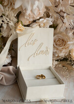 RINGTRÄGERBOXEN & KISSEN Samtkästchen für den Trauungszeremonie Elfenbein Hochzeitsringboxen sein ihre, Luxuriöse Samt goldene Ringbox doppelt, Garten Hochzeitsringbox, ecru Hochzeitsbox für Trauringe22