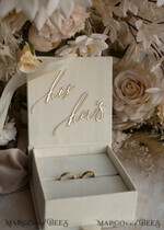 RINGTRÄGERBOXEN & KISSEN Samtkästchen für den Trauungszeremonie Elfenbein Hochzeitsringboxen sein ihre, Luxuriöse Samt goldene Ringbox doppelt, Garten Hochzeitsringbox, ecru Hochzeitsbox für Trauringe22