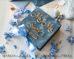 RINGTRÄGERBOXEN & KISSEN Samtkästchen für den Trauungszeremonie Staubblauer goldener Samt-Ringbox für die Zeremonie, Ringbox für die Hochzeitszeremonie 3 Ringe Samt, Boho Glam Hochzeitsringboxen für ihn und sie, luxuriöse Samt-Ringbox doppelt mit maßgeschneiderten Farben.11