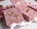 RINGTRÄGERBOXEN & KISSEN Samtkästchen für den Trauungszeremonie Ringbox für die Hochzeitszeremonie 3 Ringe, Blush Pink Goldener Samt Hochzeitsringbox für die Zeremonie, Glamour Hochzeitsringboxen für ihn und sie, Luxus Samt Ringbox doppelt, benutzerdefinierte Farben.10