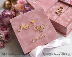 RINGTRÄGERBOXEN & KISSEN Samtkästchen für den Trauungszeremonie Ringbox für die Hochzeitszeremonie 3 Ringe, Blush Pink Goldener Samt Hochzeitsringbox für die Zeremonie, Glamour Hochzeitsringboxen für ihn und sie, Luxus Samt Ringbox doppelt, benutzerdefinierte Farben.10