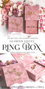 RINGTRÄGERBOXEN & KISSEN Samtkästchen für den Trauungszeremonie Ringbox für die Hochzeitszeremonie 3 Ringe, Blush Pink Goldener Samt Hochzeitsringbox für die Zeremonie, Glamour Hochzeitsringboxen für ihn und sie, Luxus Samt Ringbox doppelt, benutzerdefinierte Farben.10
