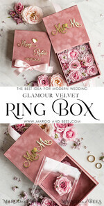 RING BEARER BOXES & PILLOWS Velvet ring box for wedding ceremony Ring Box for Wedding Ceremony 3 rings, Blush Pink Golden velvet Wedding Ring Box for ceremony, Boho Glam Wedding Ring Boxes his hers, Luxury Velvet Ring box double Custom Colors8