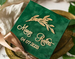 RINGTRÄGERBOXEN & KISSEN Samtkästchen für den Trauungszeremonie grüne goldene Samt-Ringbox für die Zeremonie, Ringbox für die Hochzeitszeremonie 3 Ringe Samt, Boho Glam Hochzeitsringboxen für ihn und sie, luxuriöse Samt-Ringbox doppelt, benutzerdefinierte Farben15