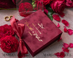 RINGTRÄGERBOXEN & KISSEN Samtkästchen für den Trauungszeremonie Marsala Gold Velvet Acryl Hochzeitsringbox, Glamour Maroon und Gold Hochzeitsringbox, Elegante Hochzeitsbox Samt Burgunder Rosa, Handgemachte Hochzeitsringbox12