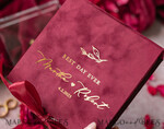 RINGTRÄGERBOXEN & KISSEN Samtkästchen für den Trauungszeremonie Marsala Gold Velvet Acryl Hochzeitsringbox, Glamour Maroon und Gold Hochzeitsringbox, Elegante Hochzeitsbox Samt Burgunder Rosa, Handgemachte Hochzeitsringbox12