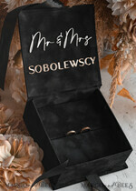 RINGTRÄGERBOXEN & KISSEN Samtkästchen für den Trauungszeremonie Schwarze goldene Samt Hochzeit Ring Box für die Zeremonie, Ring Box für die Hochzeitszeremonie 3 Ringe Samt, Boho Glam Hochzeit Ring Boxen für ihn und sie, Luxus Samt Ring Box doppelt Individuelle Farben21