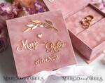 RINGTRÄGERBOXEN & KISSEN Samtkästchen für den Trauungszeremonie Blush Pink Goldene Samt Hochzeitsringbox für die Zeremonie, Ringbox für die Hochzeitszeremonie 3 Ringe Samt, Boho Glam Hochzeitsringboxen für ihn und sie, Luxuriöse Samt Ringbox doppelt maßgeschneiderte Farben10