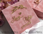 RINGTRÄGERBOXEN & KISSEN Samtkästchen für den Trauungszeremonie Blush Pink Goldene Samt Hochzeitsringbox für die Zeremonie, Ringbox für die Hochzeitszeremonie 3 Ringe Samt, Boho Glam Hochzeitsringboxen für ihn und sie, Luxuriöse Samt Ringbox doppelt maßgeschneiderte Farben10