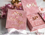 RINGTRÄGERBOXEN & KISSEN Samtkästchen für den Trauungszeremonie Blush Pink Goldene Samt Hochzeitsringbox für die Zeremonie, Ringbox für die Hochzeitszeremonie 3 Ringe Samt, Boho Glam Hochzeitsringboxen für ihn und sie, Luxuriöse Samt Ringbox doppelt maßgeschneiderte Farben10