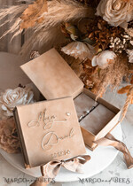 RING BEARER BOXES & PILLOWS Velvet ring box for wedding ceremony Beige Golden velvet Wedding Ring Box for ceremony, Nude Ring Box for Wedding Ceremony 3 rings velvet, Boho Glam Wedding Ring Boxes his hers, Luxury Velvet Ring box double Custom Colors15