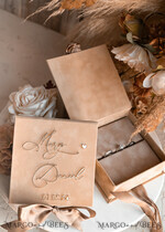 RING BEARER BOXES & PILLOWS Velvet ring box for wedding ceremony Beige Golden velvet Wedding Ring Box for ceremony, Nude Ring Box for Wedding Ceremony 3 rings velvet, Boho Glam Wedding Ring Boxes his hers, Luxury Velvet Ring box double Custom Colors15