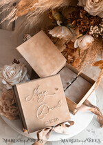 RING BEARER BOXES & PILLOWS Velvet ring box for wedding ceremony Beige Golden velvet Wedding Ring Box for ceremony, Nude Ring Box for Wedding Ceremony 3 rings velvet, Boho Glam Wedding Ring Boxes his hers, Luxury Velvet Ring box double Custom Colors15