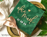 RINGTRÄGERBOXEN & KISSEN Samtkästchen für den Trauungszeremonie Grüne goldene Samt-Ehering-Box für die Zeremonie, Ringbox für die Hochzeitszeremonie 3 Ringe Samt, Boho Glam Hochzeitsringboxen für ihn und sie, Luxuriöse Samt-Ringbox doppelt, individuelle Farben.13