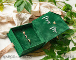 RINGTRÄGERBOXEN & KISSEN Samtkästchen für den Trauungszeremonie Grüne goldene Samt-Ehering-Box für die Zeremonie, Ringbox für die Hochzeitszeremonie 3 Ringe Samt, Boho Glam Hochzeitsringboxen für ihn und sie, Luxuriöse Samt-Ringbox doppelt, individuelle Farben.13