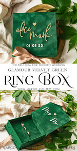 RINGTRÄGERBOXEN & KISSEN Samtkästchen für den Trauungszeremonie Grüne goldene Samt-Ehering-Box für die Zeremonie, Ringbox für die Hochzeitszeremonie 3 Ringe Samt, Boho Glam Hochzeitsringboxen für ihn und sie, Luxuriöse Samt-Ringbox doppelt, individuelle Farben.13