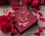 RINGTRÄGERBOXEN & KISSEN Samtkästchen für den Trauungszeremonie Luxuriöse Samt-Acryl-Hochzeitsring-Box, Glamour Bordeauxrot und goldene Hochzeitsring-Box, elegante Hochzeitsbox aus burgunderfarbenem Samt in Pink, handgefertigte Hochzeitsring-Box.12