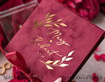 RINGTRÄGERBOXEN & KISSEN Samtkästchen für den Trauungszeremonie Luxuriöse Samt-Acryl-Hochzeitsring-Box, Glamour Bordeauxrot und goldene Hochzeitsring-Box, elegante Hochzeitsbox aus burgunderfarbenem Samt in Pink, handgefertigte Hochzeitsring-Box.12